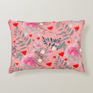Pink flowers field accent pillow