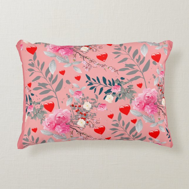 Pink flowers field accent pillow (Front)