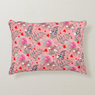 Pink flowers field accent pillow