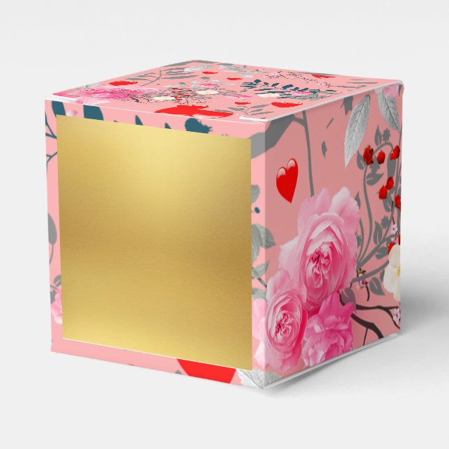 Pink flowers field favor box (Front Side)
