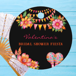 Pink Flowers Fiesta Bridal Shower Thank You Favour Tags