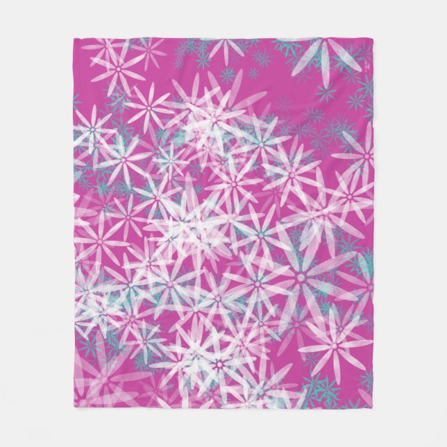 Pink Flowers Fleece Blanket (Front)