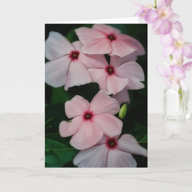 Pink Flowers Floral Art Blank Note Card (Orchid)