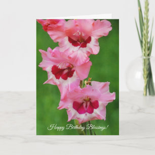 Pink Flowers Floral Art Faith Birthday Card