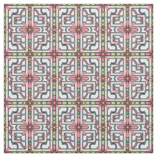 Pink Flowers   Floral Block Pattern Fabric