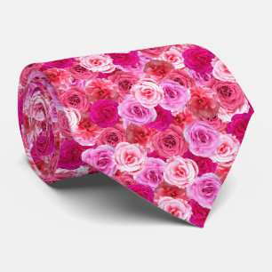 Pink Flowers Floral Collage  Tie