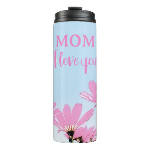Pink Flowers Floral Mom Name Mother's Day Thermal Tumbler