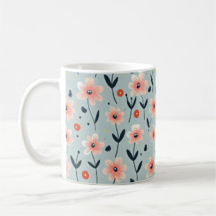 Pink Flowers Floral Pattern Coffee Mug