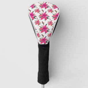 Pink Flowers Floral Pattern Design Golf Head Cover