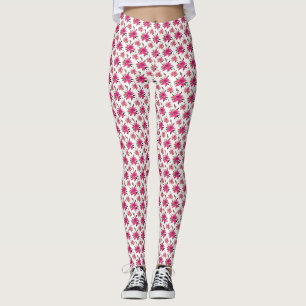 Pink Flowers Floral Pattern Design Leggings