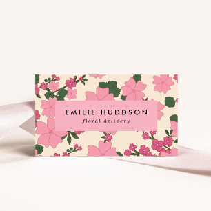 Pink Flowers, Floral Pattern, Florist, Flower Shop Business Card