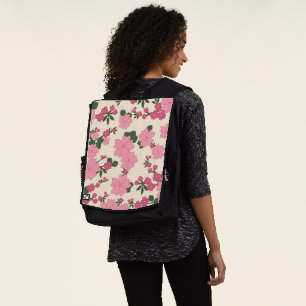 Pink Flowers, Floral Pattern, Pattern Of Flowers Backpack
