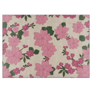 Pink Flowers, Floral Pattern, Pattern Of Flowers Cutting Board