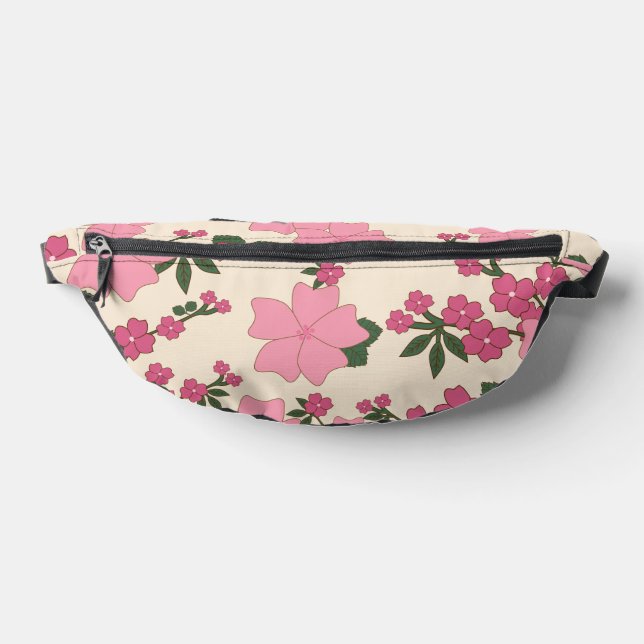 Pink Flowers, Floral Pattern, Pattern Of Flowers Fanny Pack (Lay Down)