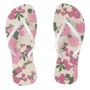 Pink Flowers, Floral Pattern, Pattern Of Flowers Flip Flops