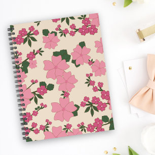 Pink Flowers, Floral Pattern, Pattern Of Flowers Notebook