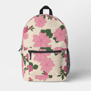 Pink Flowers, Floral Pattern, Pattern Of Flowers Printed Backpack