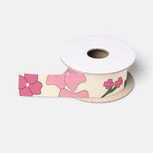 Pink Flowers, Floral Pattern, Pattern Of Flowers Satin Ribbon