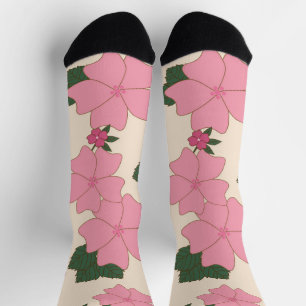 Pink Flowers, Floral Pattern, Pattern Of Flowers Socks