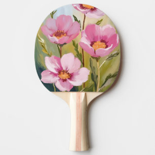 Pink Flowers   Floral Watercolor Painting Ping Pong Paddle