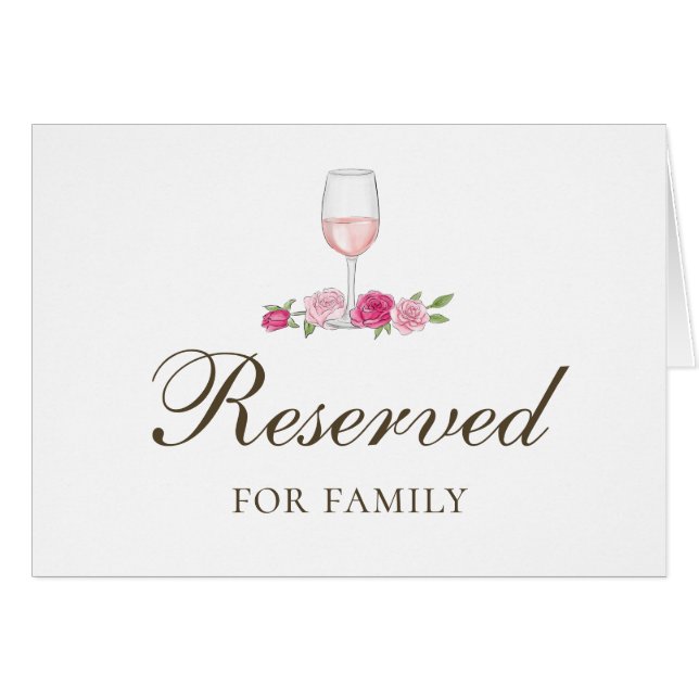 Pink flowers. Floral wedding. Roses reserved sign (Front Horizontal)