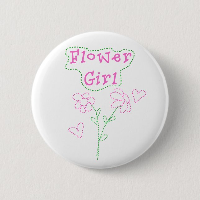 Pink Flowers Flower Girl 2 Inch Round Button (Front)