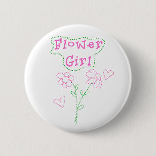Pink Flowers Flower Girl 2 Inch Round Button