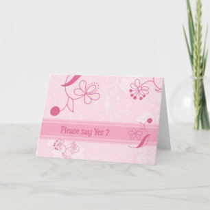 Pink Flowers Flower Girl Invitation Card