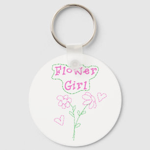 Pink Flowers Flower Girl Keychain