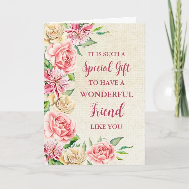Pink Flowers Friend Happy Mother's Day Card (Front)