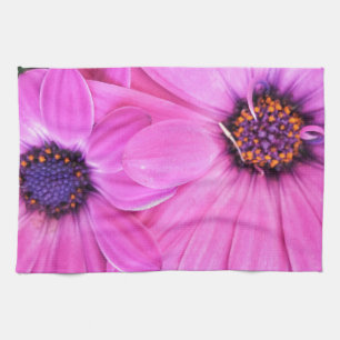 Pink Flowers Gerbera Daisy Floral Kitchen Towel
