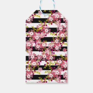 Pink flowers gift tags