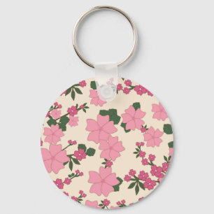 Pink Flowers Girly Pretty Cute Keychain