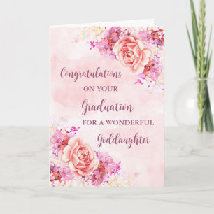 Pink Flowers Goddaughter Graduation Card