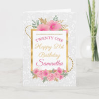 Pink Flowers Gold Foil Happy Birthday