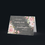 Pink Flowers Granddaughter Birthday Card<br><div class="desc">Pretty and thoughtful greeting card for your granddaughter's birthday with light blush pink watercolor flowers,  chalkboard rustic pattern and hand lettered style text.</div>