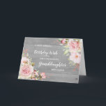 Pink Flowers Granddaughter Birthday Card<br><div class="desc">Pretty and thoughtful greeting card for your granddaughter's birthday with light blush pink watercolor flowers,  rustic wood pattern and hand lettered style text.</div>