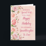 Pink Flowers Granddaughter In Law Birthday Card<br><div class="desc">A beautiful card for your granddaughter in law on her birthday with pastel pink flowers and rose gold effect details.</div>
