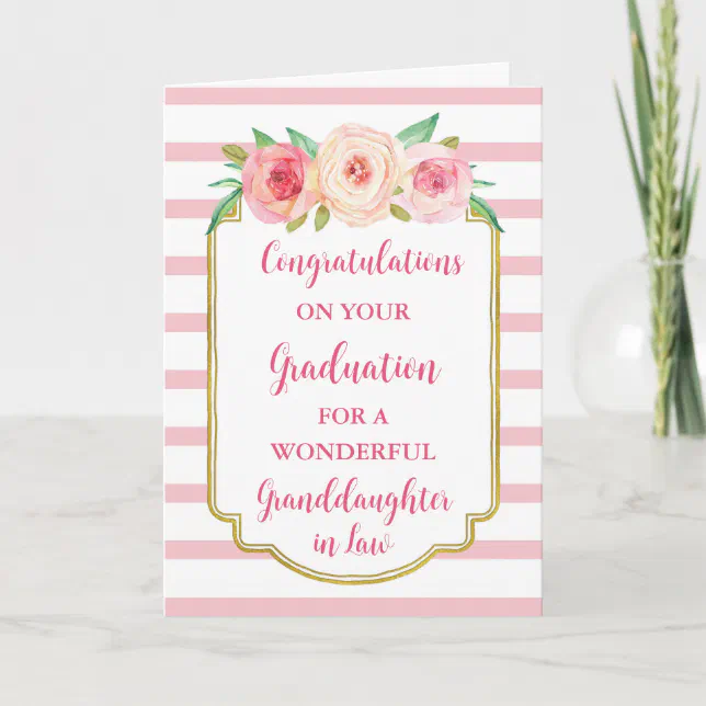 Pink Flowers Granddaughter in Law Graduation Card Zazzle