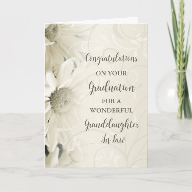 Pink Flowers Granddaughter in Law Graduation Card (Front)