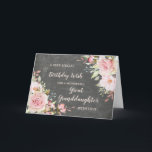 Pink Flowers Great Granddaughter Birthday Card<br><div class="desc">Pretty and thoughtful greeting card for your great granddaughter's birthday with light blush pink watercolor flowers,  chalkboard rustic pattern and hand lettered style text.</div>