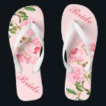 Pink Flowers Green Leaves Watercolor Bride Flip Flops<br><div class="desc">Pink Flowers Green Leaves Watercolor Bride Flip Flops ♥ Customize it with your wording by using the template fields. ♥ If you want to change the font style, colour or text placement, simply click the "Customize Further" button. ♥ If you need assistance or have any special request, please always feel...</div>