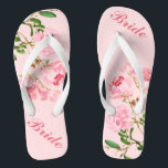 Pink Flowers Green Leaves Watercolor Bride Flip Flops<br><div class="desc">Pink Flowers Green Leaves Watercolor Bride Flip Flops ♥ Customize it with your wording by using the template fields. ♥ If you want to change the font style, colour or text placement, simply click the "Customize Further" button. ♥ If you need assistance or have any special request, please always feel...</div>