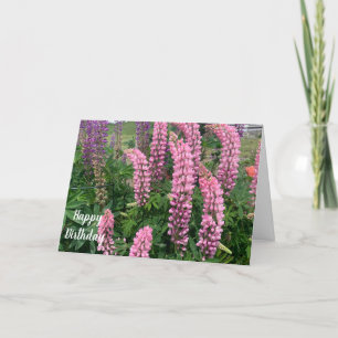 Pink Flowers Happy Birthday Card