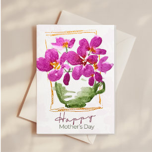 Pink Flowers in a Teacup Mother’s Day Card