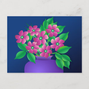 Pink Flowers in a Vase Postcard