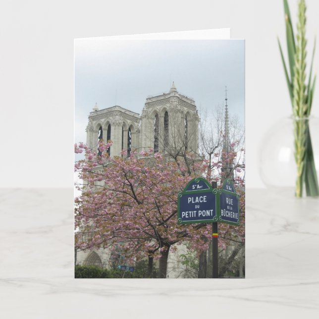 Pink Flowers in Paris Card (Front)