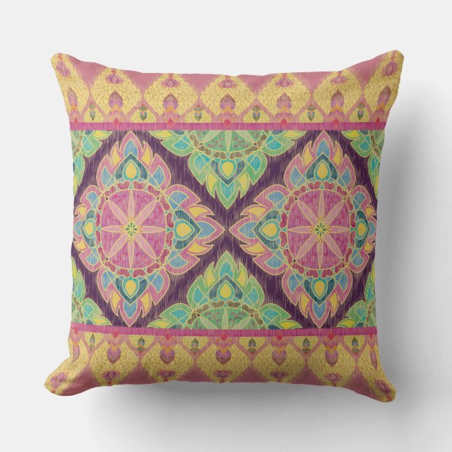 Pink Flowers in the Garden Throw Pillow (Front)