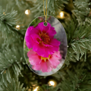 Pink flowers in the sun ceramic ornament
