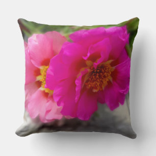 Pink flowers in the sun throw pillow